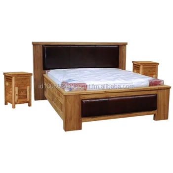 Teak Wood Bedroom Furniture Rustic Bed Leather Combination With Nightstand Bedside Table Jepara Indonesia Furniture Buy Teak Wood Bedroom