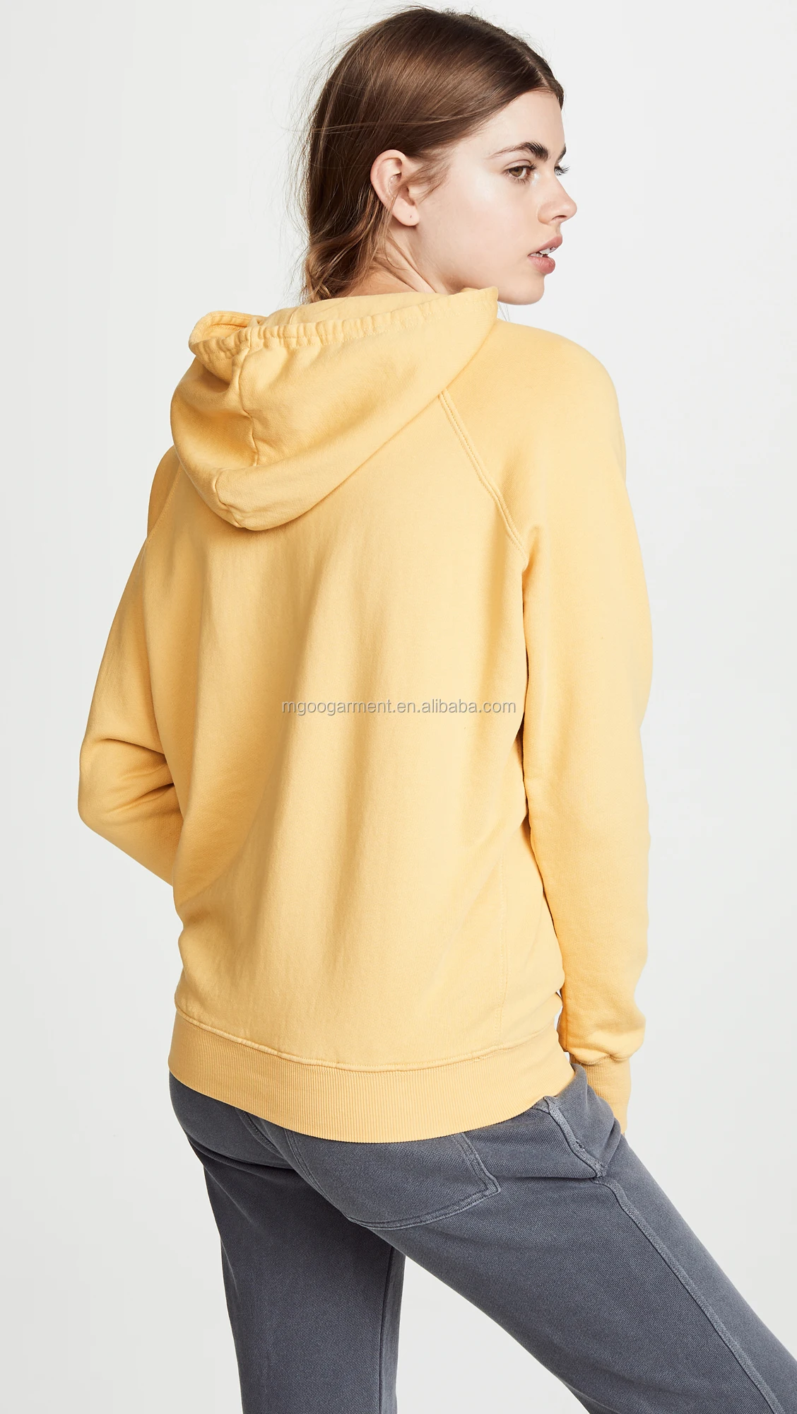 Yellow Color Sweatshirt With Hooded Regular Fitted Women Pullover Gold ...