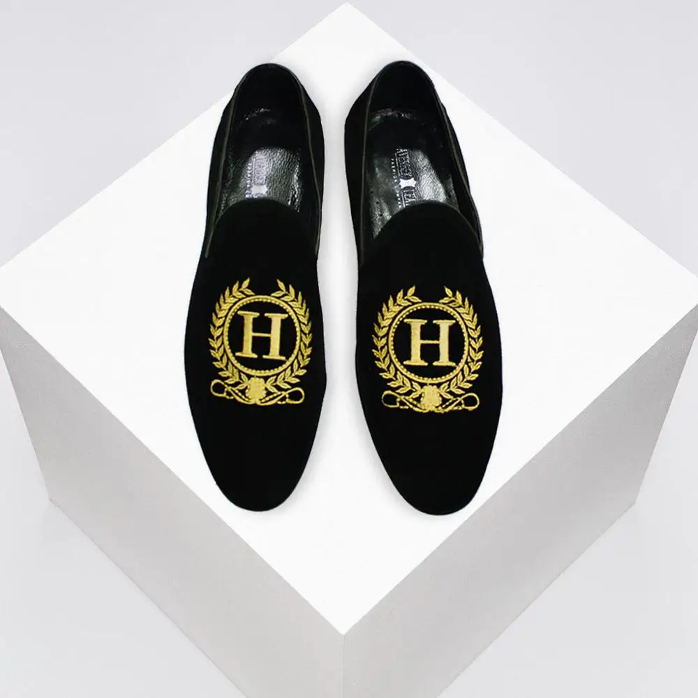 mens black smoking slippers