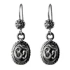 Carved Om religious word dangle earring oval shape 925 sterling silver jewelry wholesale supplier