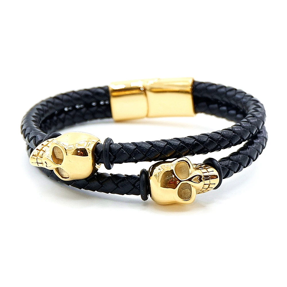 Skeleton Hand Bracelet Gold Stainless Steel Jewelry Mens Braided Bracelet Gold Stainless Steel