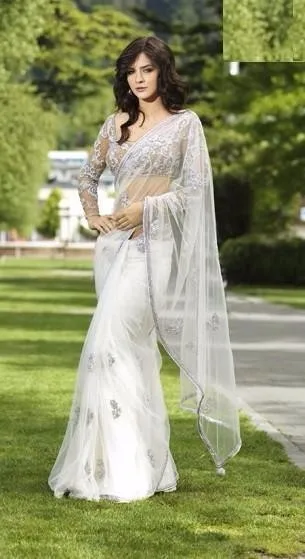 white sari dress