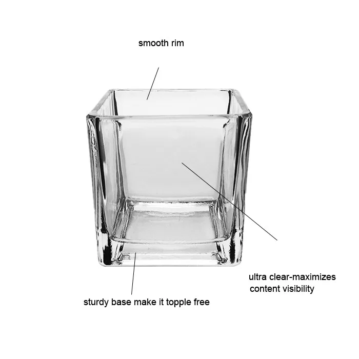 Wholesale Clear Square Cube Glass Votive Candle Holder,Flower Vase For Home Decor,Wedding,Party