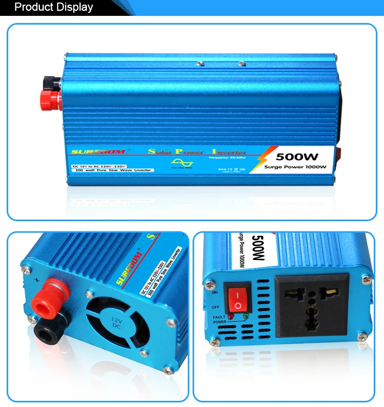 New Model Power Inverter Dc 12v Ac 220v 500w Pure Sine Wave Inverter