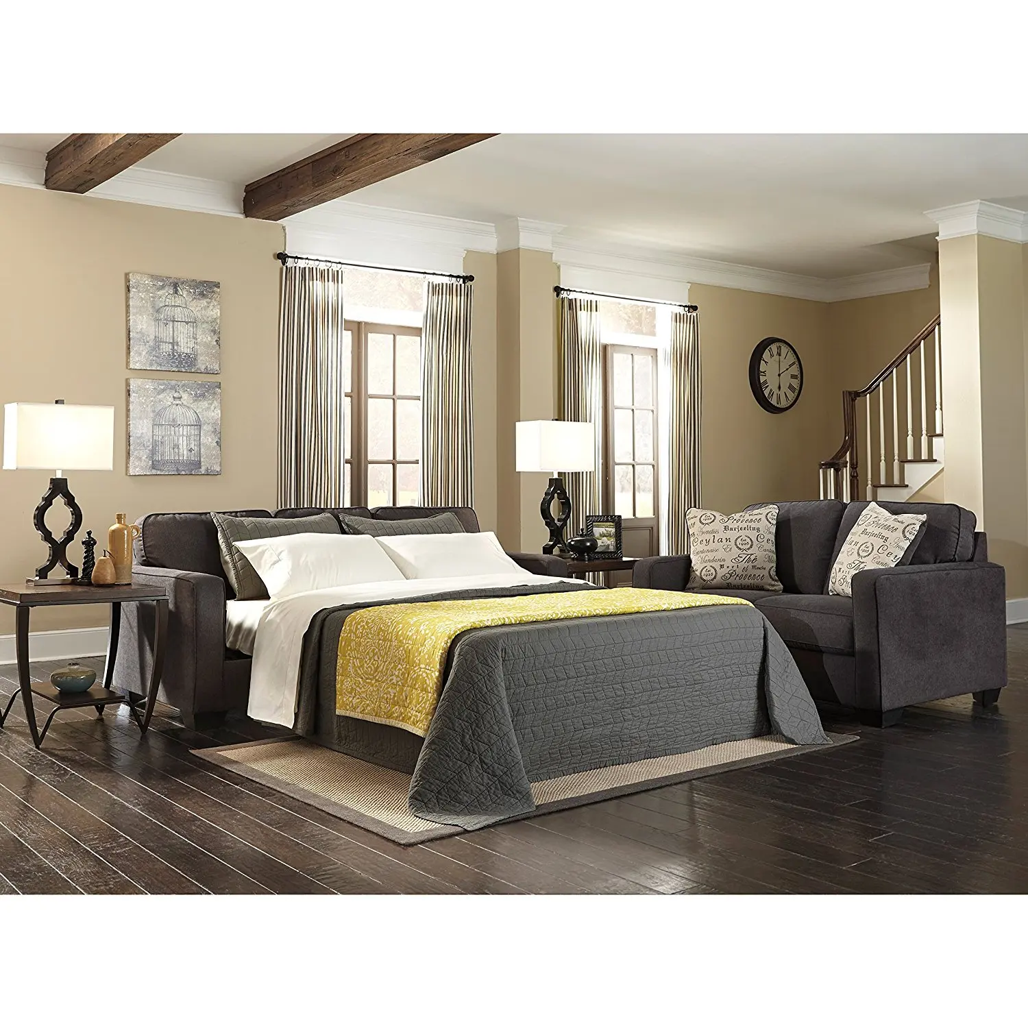 Ashley Furniture Signature Design Alenya Sofa With 2 Throw Ashley Furniture Signature Design Alenya Sofa With 2 Throw Pillows Microfiber Upholstery Vintage Casual Quartz