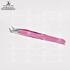 Eyelash Extension Tweezers L Type Volume 12 cm Metallic Pink Tail View