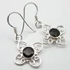Star shape wholesale dangle earring natural semi precious black onyx gemstone earring 925 solid silver earring