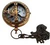 Sundial Pocket Watch Antique Brass Nautical Clock London Vintage Necklace Style CHCOM571