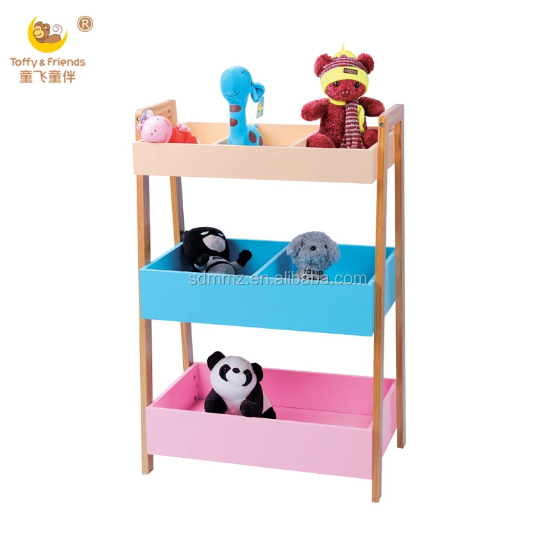 Kids Wooden Toy Storage Shelf Playroom Nursery Storage Rack Organizer