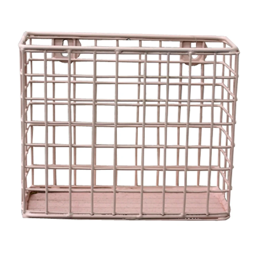 Peach Color Iron Metal Wall Hanging Storage Basket Iron Metal Wall Hanging Storage Basket