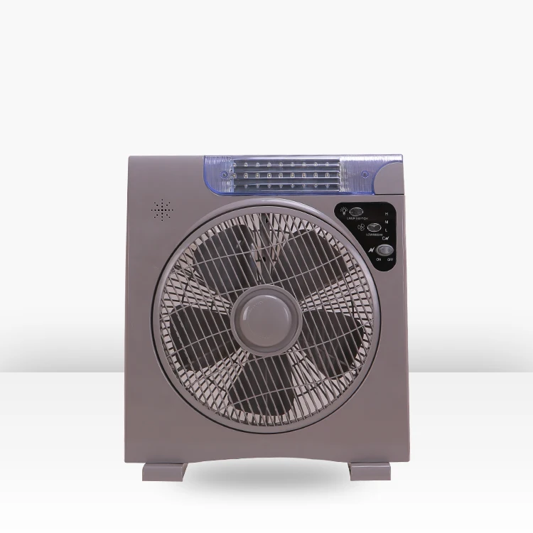 Factory 16" AC DC 12V solar emergency rechargeable fans with light