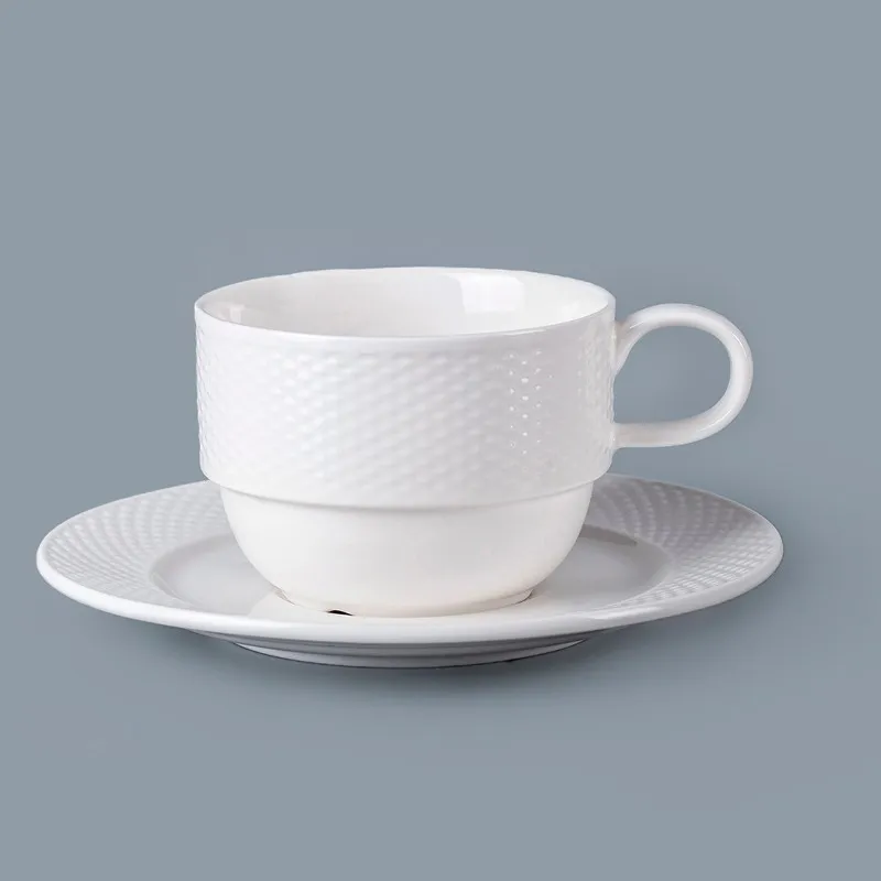 product-China Tableware White 100ml Porcelain Cup With Saucer, Restaurant Quality Tableware White Po