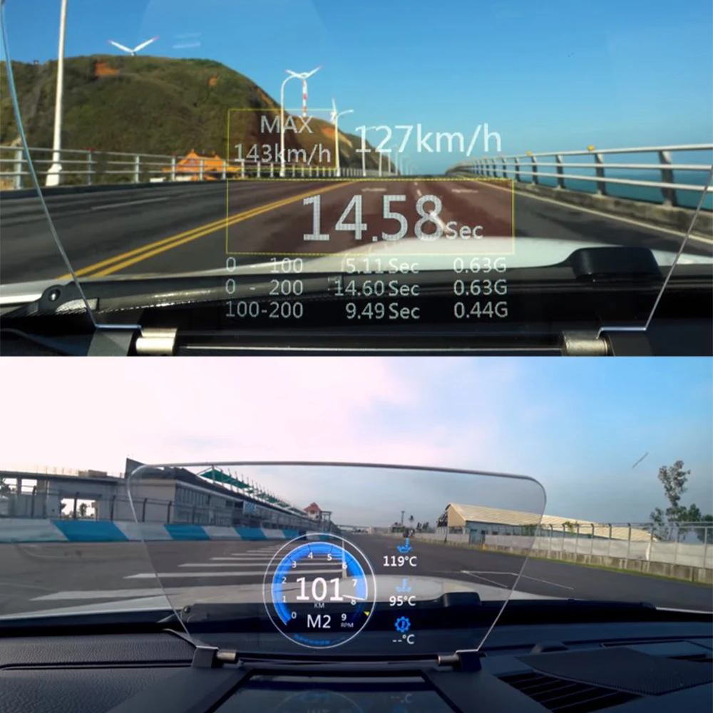 HUD Head Up Display OBD2 Advanced RPM meter Navigation Gesture Controller Acceleration Analysis