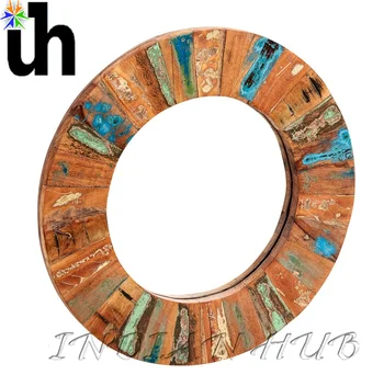 Reclaimed Wood Round Mirror Large