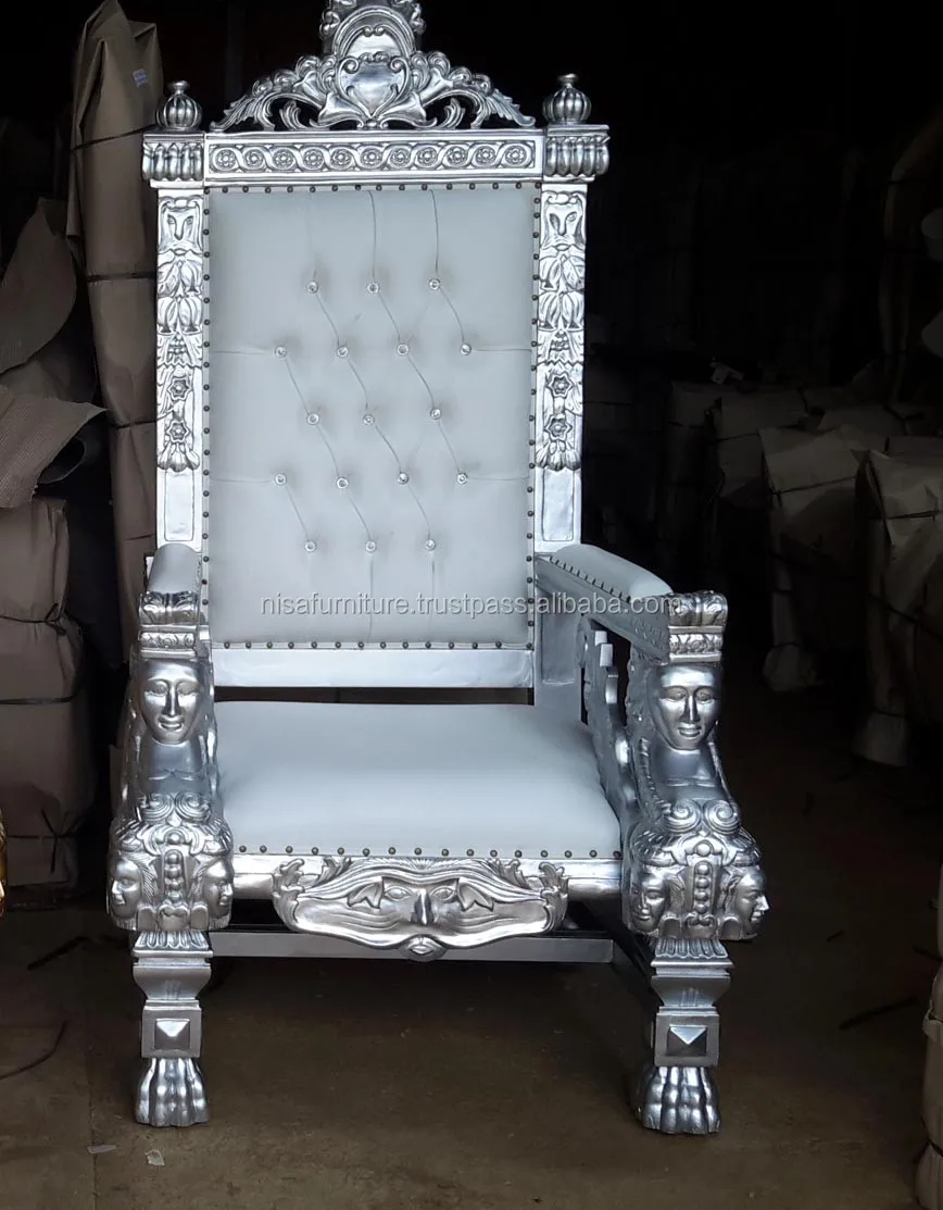 king ralph lion throne chair silver white rental