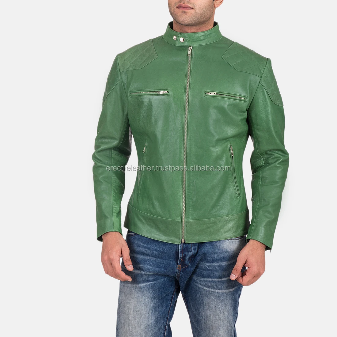 New Men's Cowhide Green Leather Biker Jacket With 100% Real Leather -  Wholesale Price - Buy Biker Jacket,Leather Biker Jacket,Leather Biker  Jacket Mens Product on Alibaba.com
