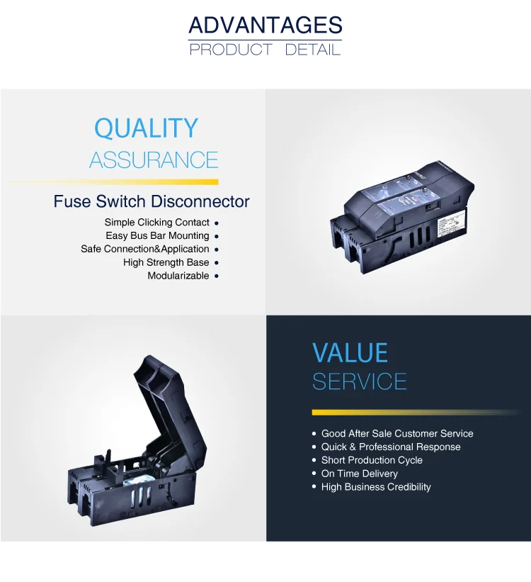 2 pole JHG00 48VDC fuse switch disconnector battery disconnect 160A
