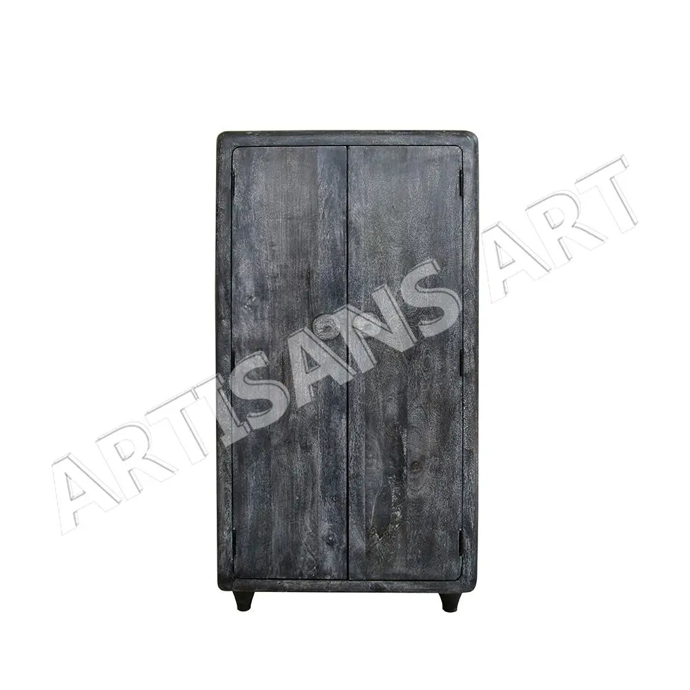 Solid Mango Wood Black 3 Drawer Chest In Sand Blast Finish Solid