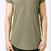 Hot sale plain open scooped neckline curved hem longline elongated t shirt/2018 new style men elongated t-shirt high quality