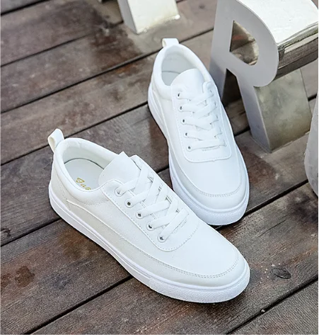 2019 Spring New Fashion Korean Style Lace-up White Running Casual Shoes ...