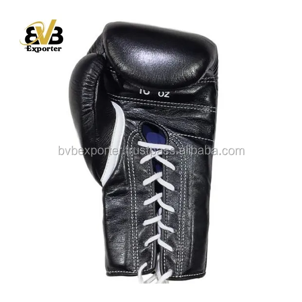 High Quality Cowhide Leather Competition Lace Up Boxing Gloves With