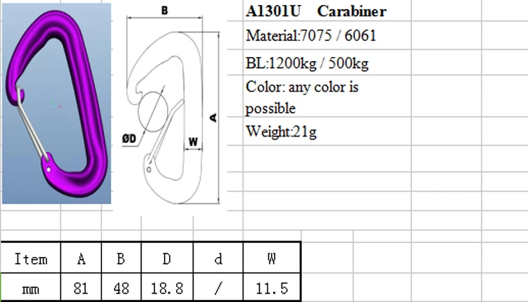 12KN Rock climbing Aluminum carabiner
