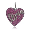 Initial LOVE Pave Diamonds Handmade Heart Shaped Gemstone Ruby Silver Pendant Jewelry Supplier