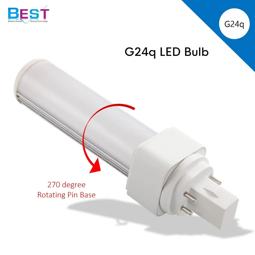 Ballast compatible, 4 pin Rotary dimmed G24q LED retrofit lamp to replace G24q-1, G24q-2, G24q-3 CFL
