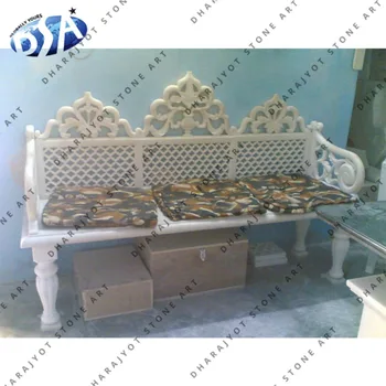 Curved White Marble Garden Bench With Small Columns Bench Buy