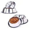 SKI Stainless Steel Group Of Anti Skid Dog Feeding Bowl In Rubber Base With Stylish Design