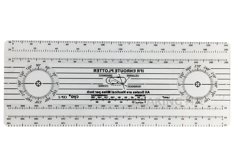 Pilots Students Parallel Map Ruler - Kilometers to Nautical Miles