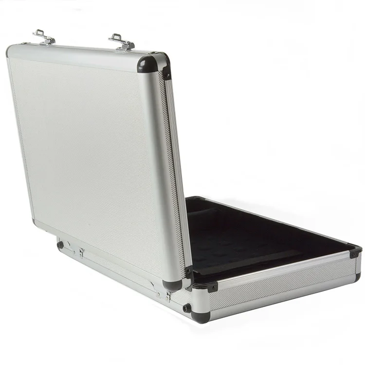 Silver Briefcase With Key Lock Latch Aluminum Briefcase Custom Carrying