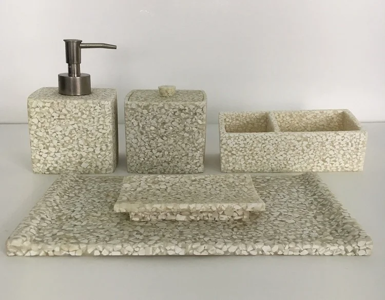Modern Design  Hotel Sand Stone Resin Bathroom Accessory Set Soap Dish