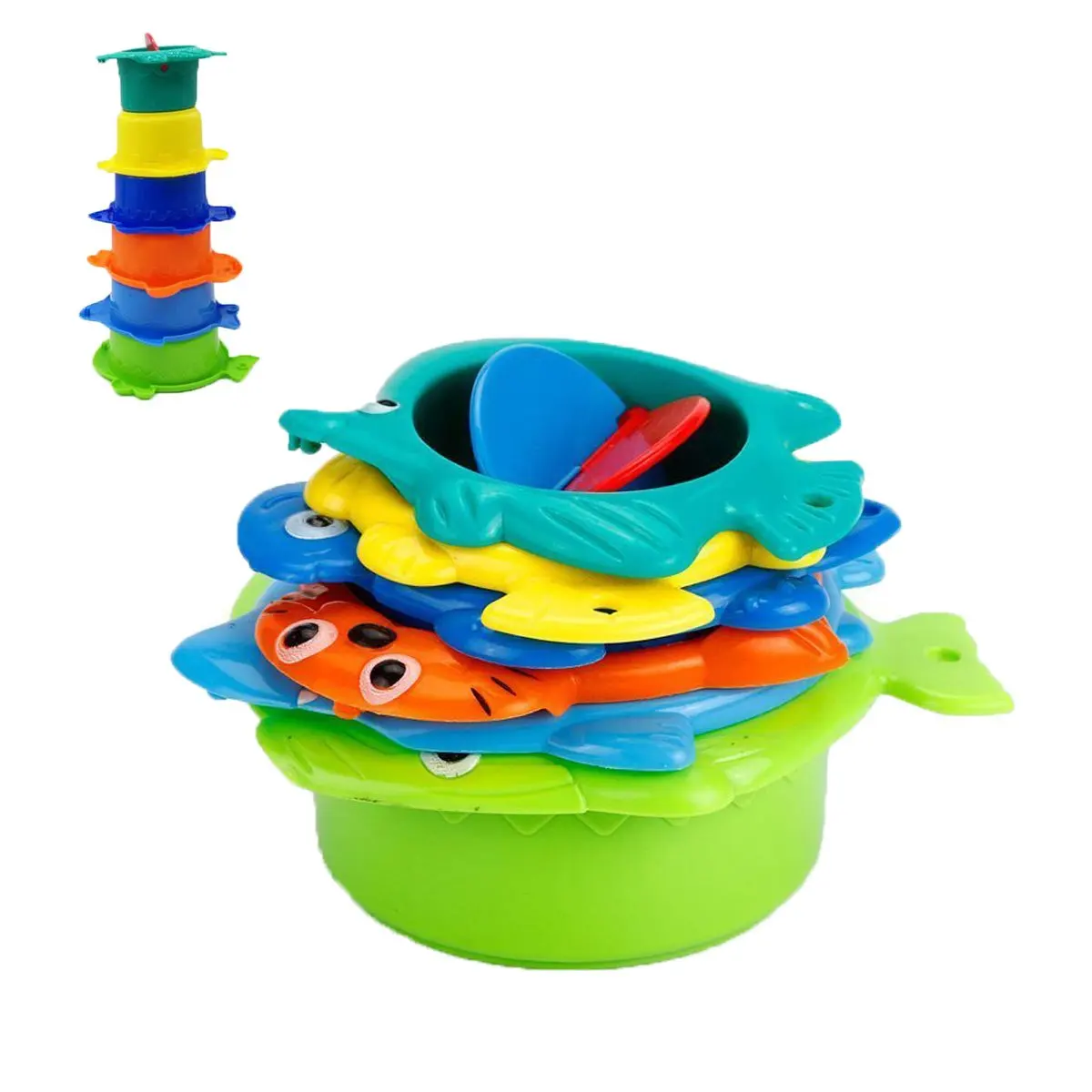 Buy Baby Bath Toys, Stacking Cups Fun Animal Rainbow Educational