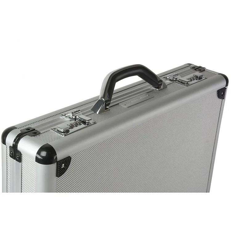 Silver Briefcase With Key Lock Latch Aluminum Briefcase Custom Carrying