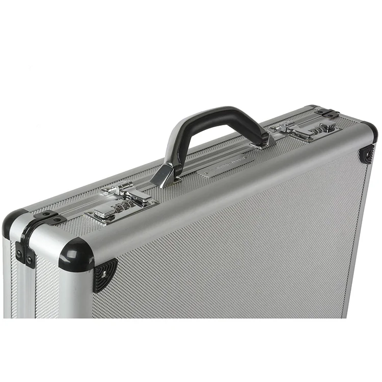Silver Briefcase With Key Lock Latch Aluminum Case Briefcase 