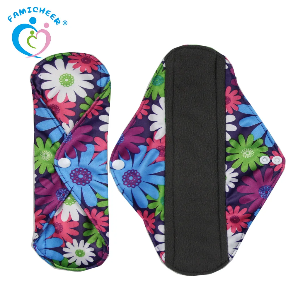 Reusable Charcoal Bamboo Cloth Menstrual Pads Washable Sanitary Pads