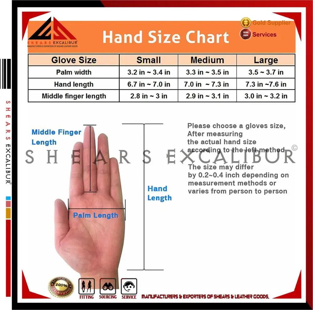 Riding Gloves Size Chart