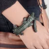 925 Sterling Silver Diamond 14k Gold Pave Gemstone Lizard Shape Jewelry Bangle
