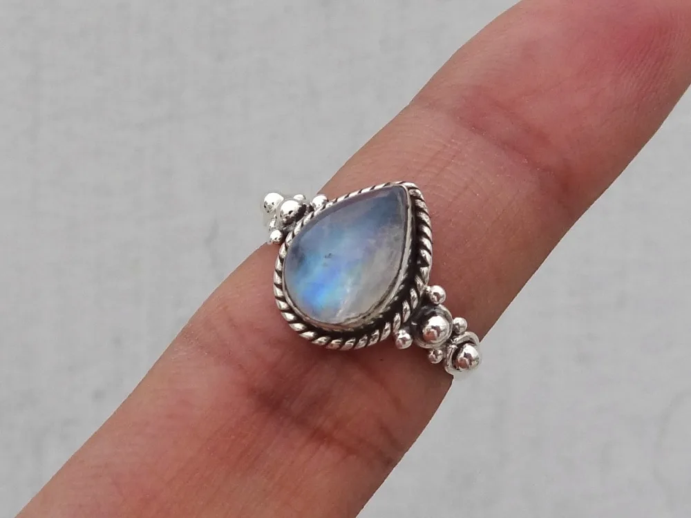 Stylish 925 Solid Sterling Silver Rainbow Moonstone Handmade Ring - Buy ...