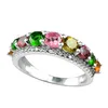 Especial design natural multi tourmaline gemstone ring for women 925 sterling wholesale silver jewelry prong ring supplier