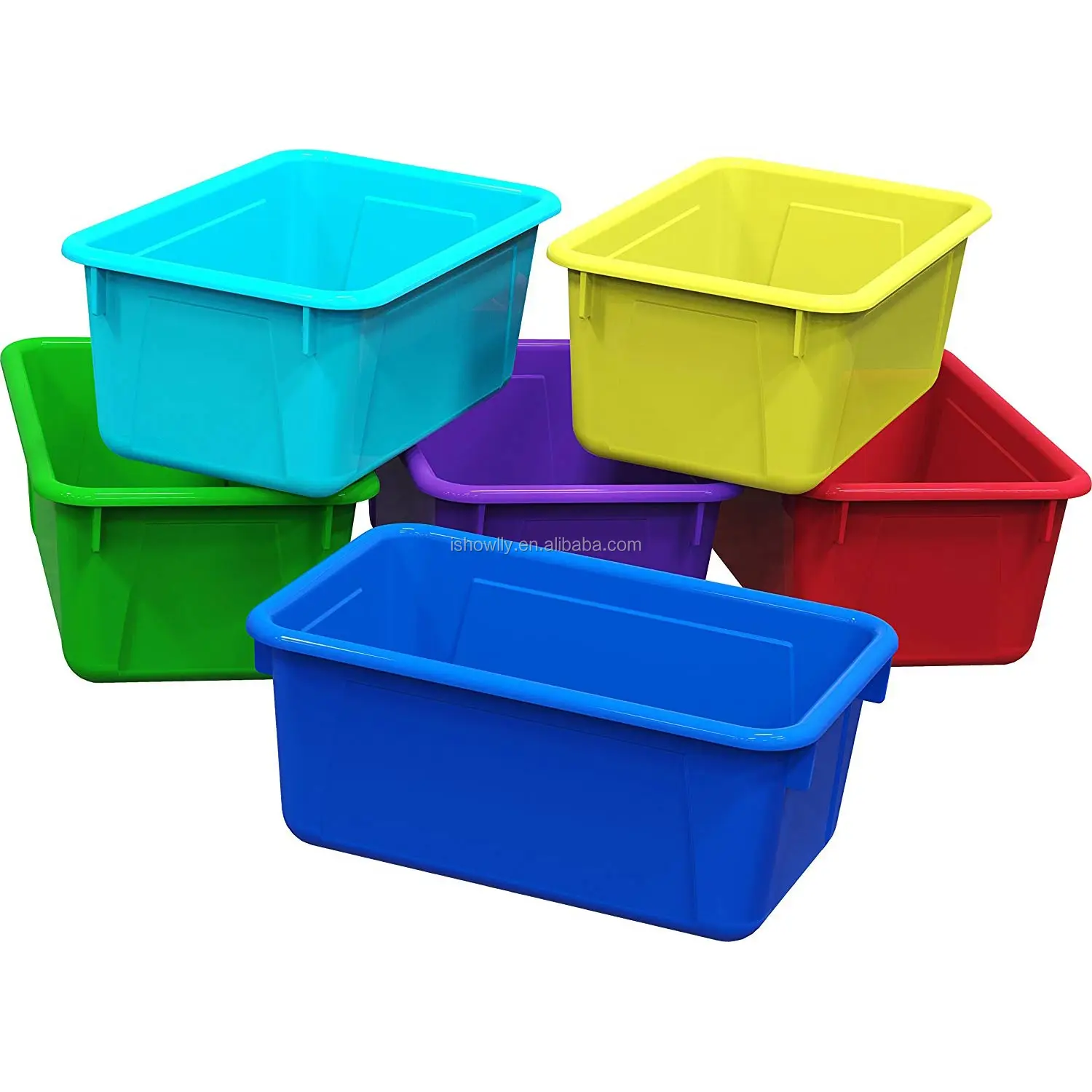 colorful plastic storage bins