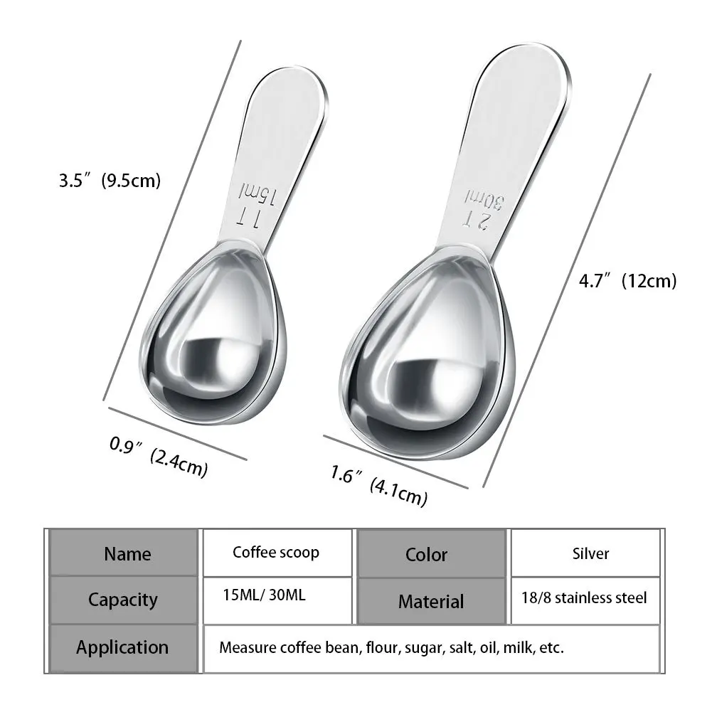 Set of 5 Betan Endurance Metal 304 Stainless Steel 1 Tablespoon Measuring Coffee Scoop Spoon 