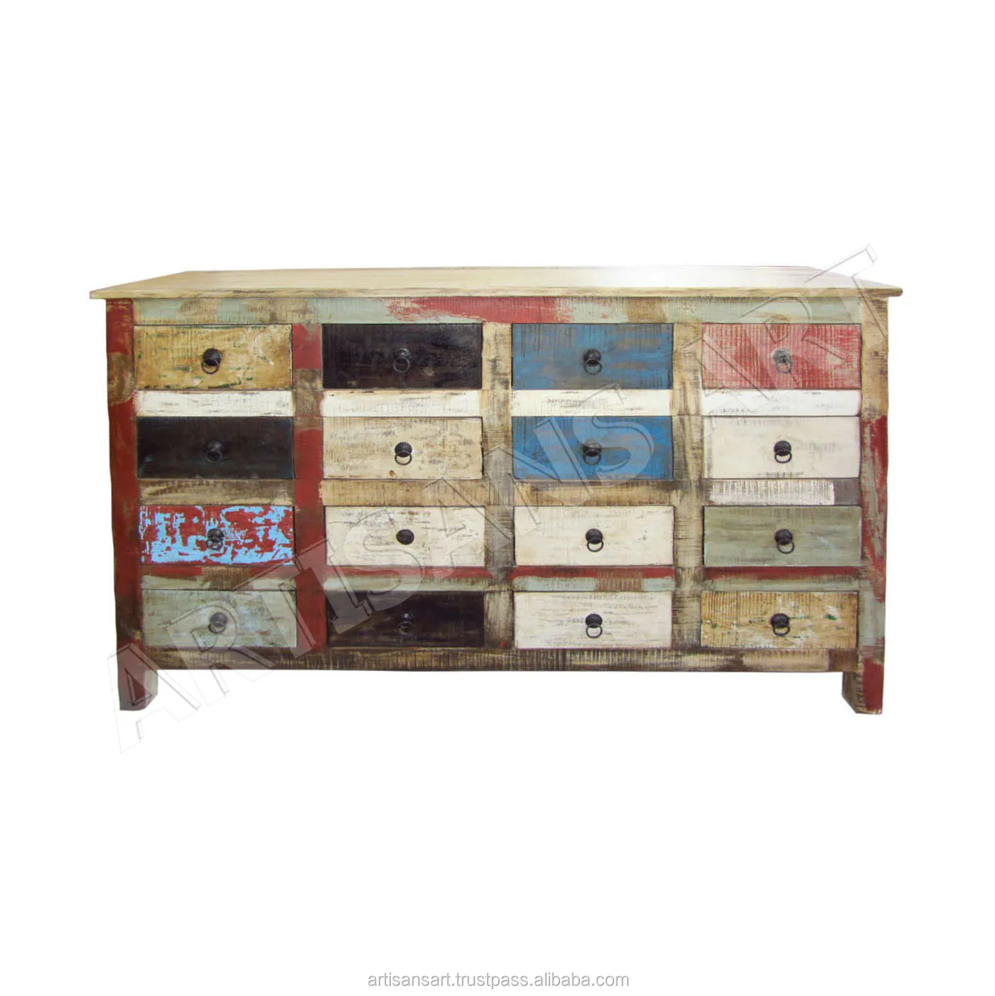 Vintage Old Antique Solid Wood Multi Drawer Chest Rustic Vintage