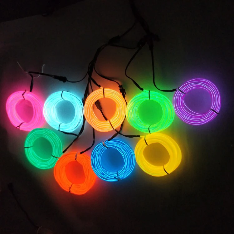 Green 9Ft Neon Light Glow EL Wire Rope Tube Car Bike Bar Dance Party Transparent
