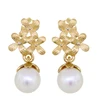 18 K Yellow Gold Plated Earring with Fresh Water Pearl in 925 Sterling Silver