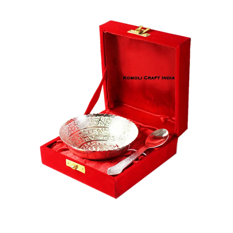 Peacock Motif Silver Bowl Indian Baby Shower Gifts and Favors