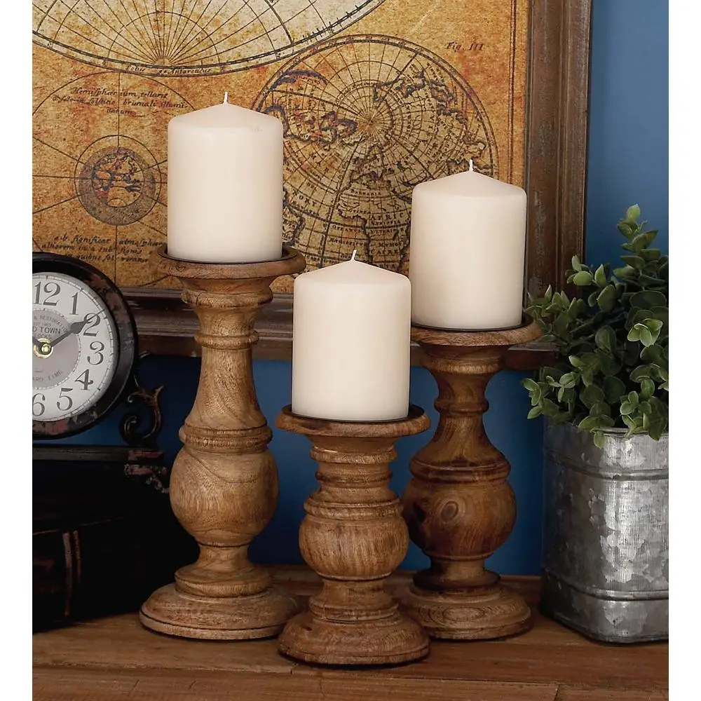 unfinished wood candle pedestal