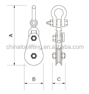 High strength Heavy duty powder coated single sheave pulley block