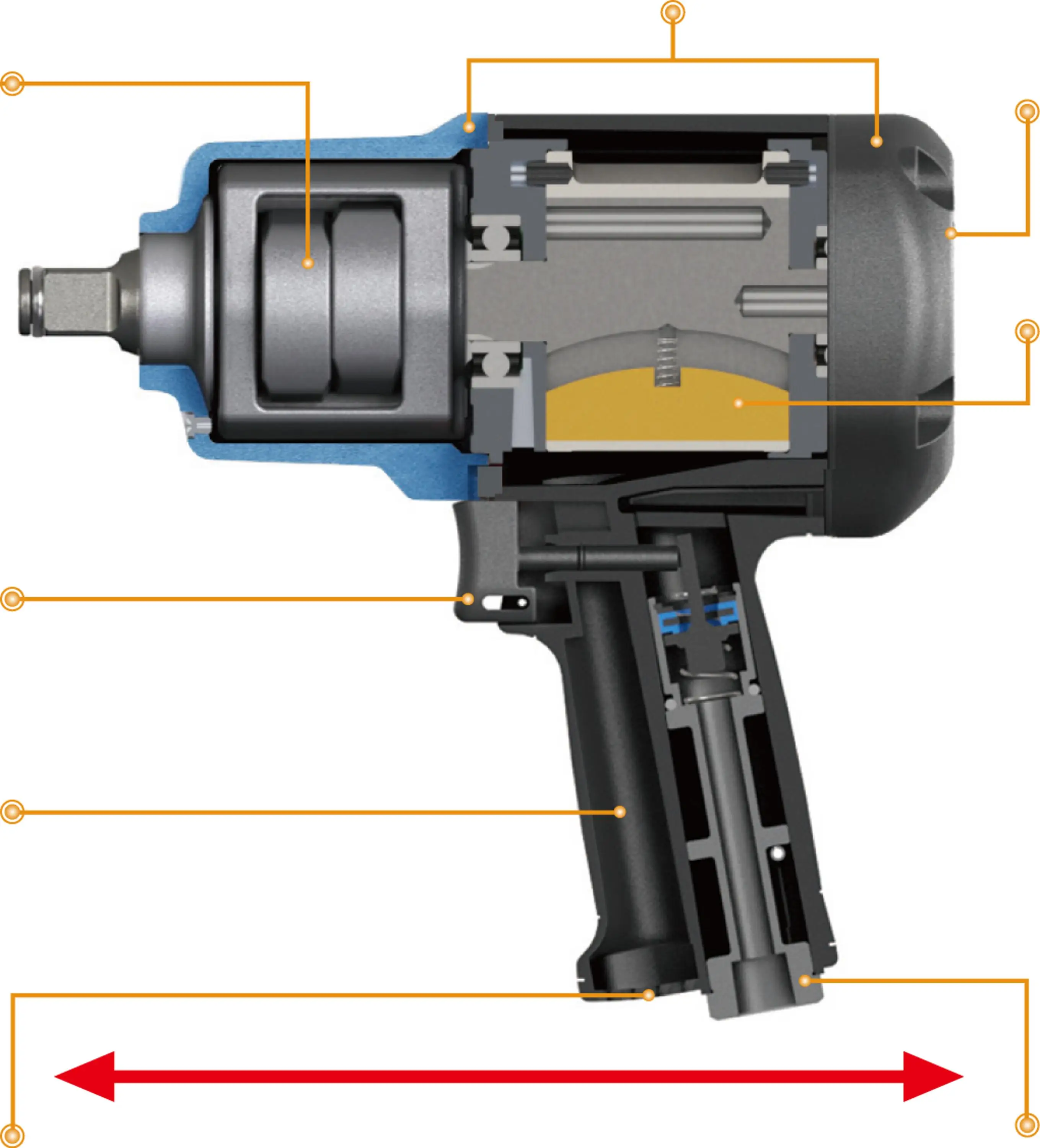 3/4" Adjustable Torque Professional Composite Shortest size Air Impact